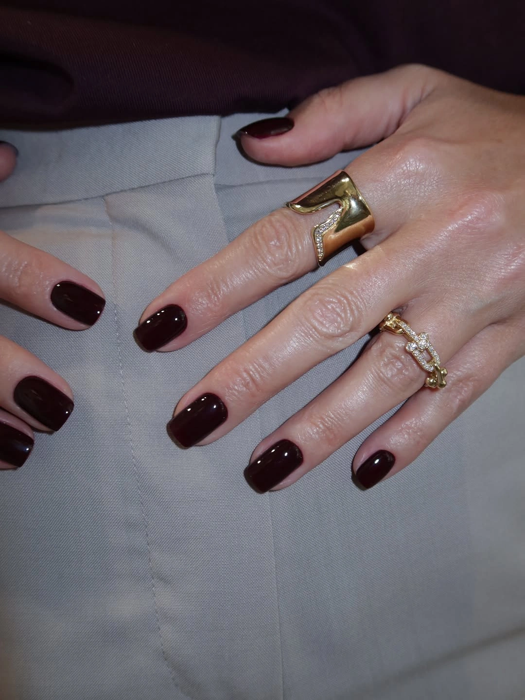 November nails colors 2026 Deep Burgundy Short Gel Nails