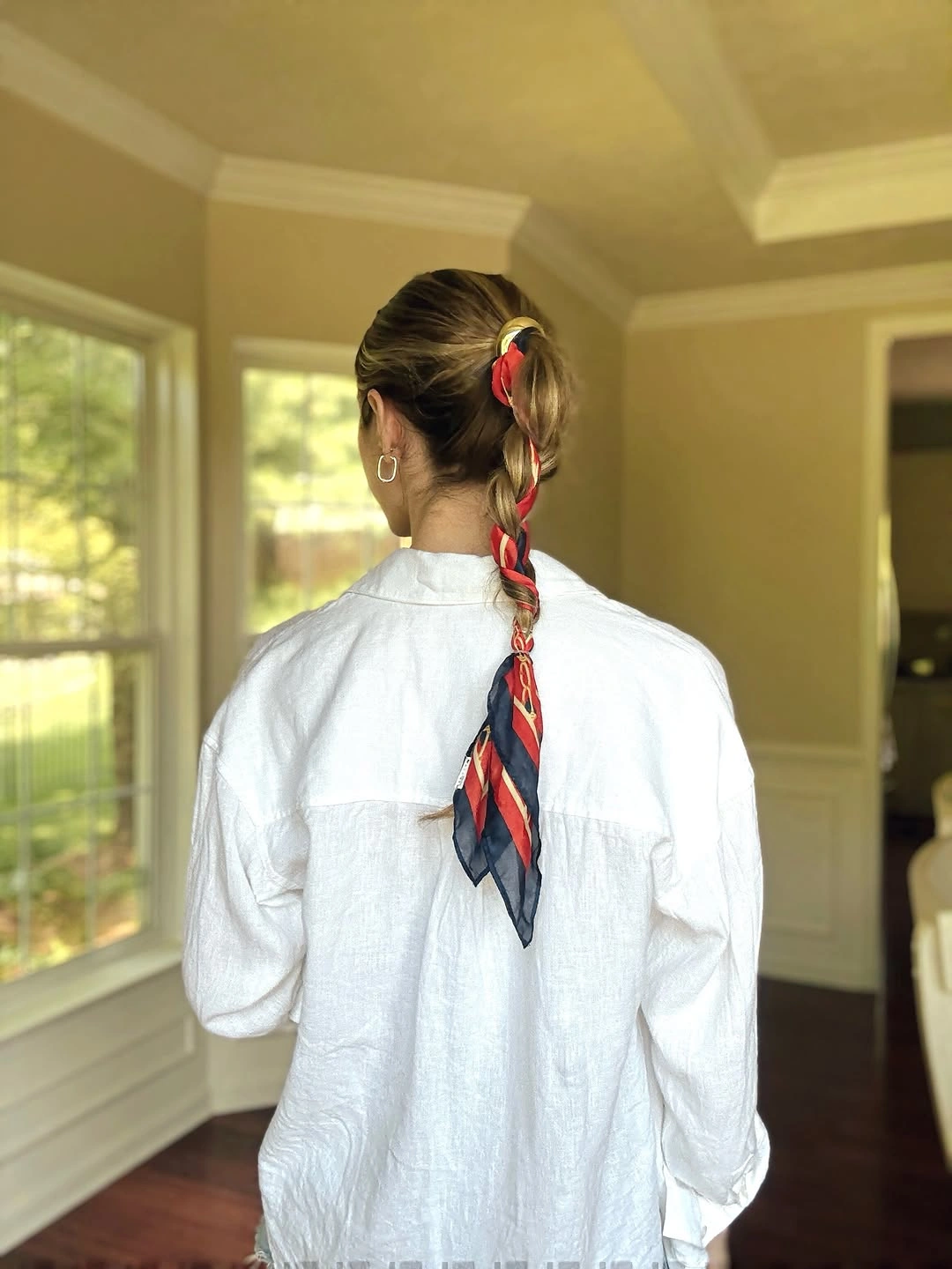 scarf hairstyle for women Easy Scarf Woven Ponytail Braid