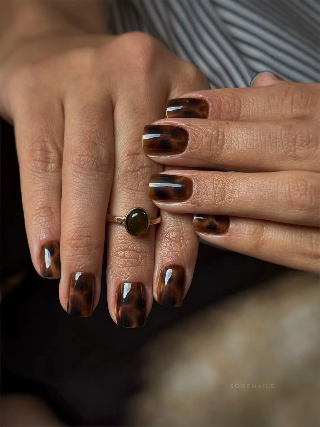 Short nails 2027 Glossy Tortoiseshell Short Nails