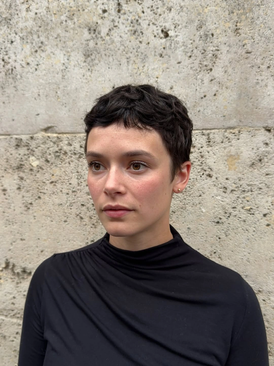 short pixie cuts for women Natural Dark Pixie With Soft Texture
