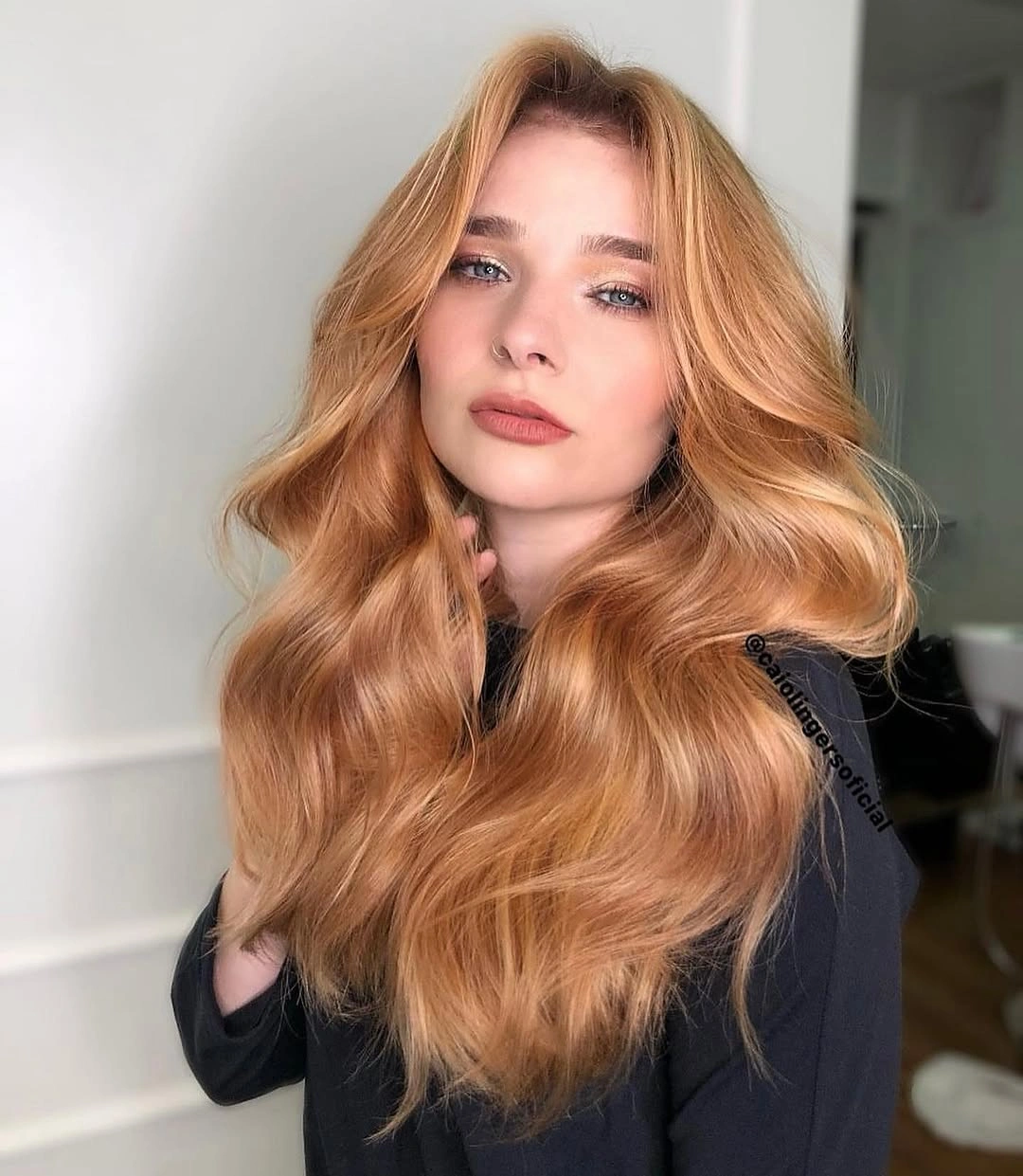 strawberry blond hair color Golden Strawberry Blond With Face Framing Waves