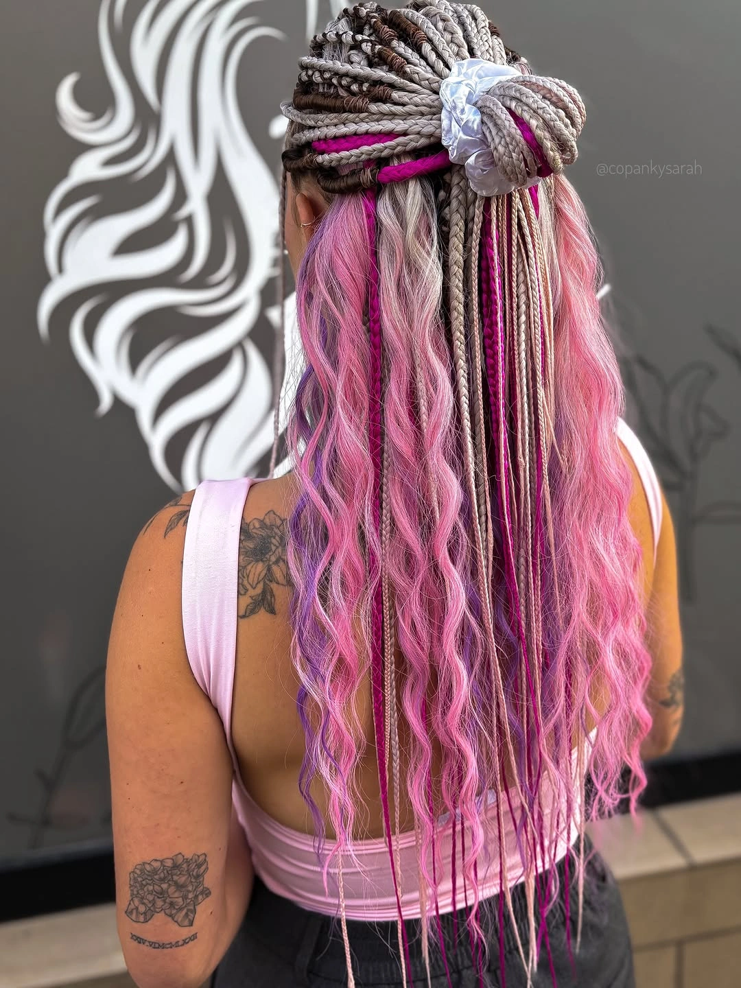 stylish colorful braids Soft Pink Braids With A Sculptural Finish