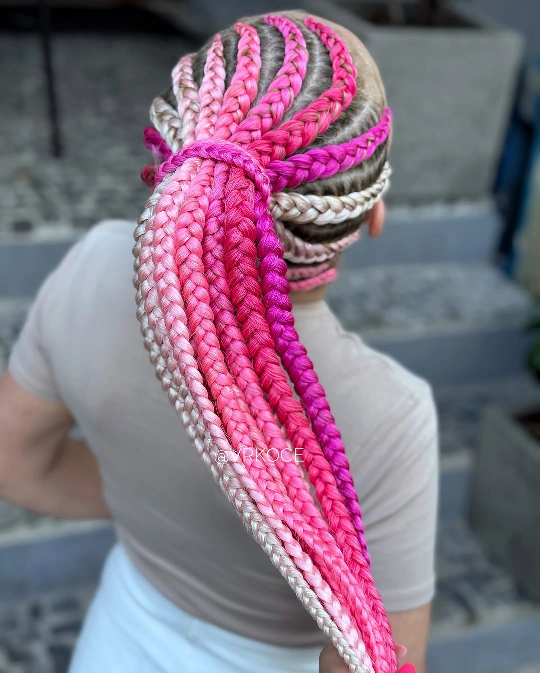 stylish colorful braids Pink And Blonde Braided Ponytail