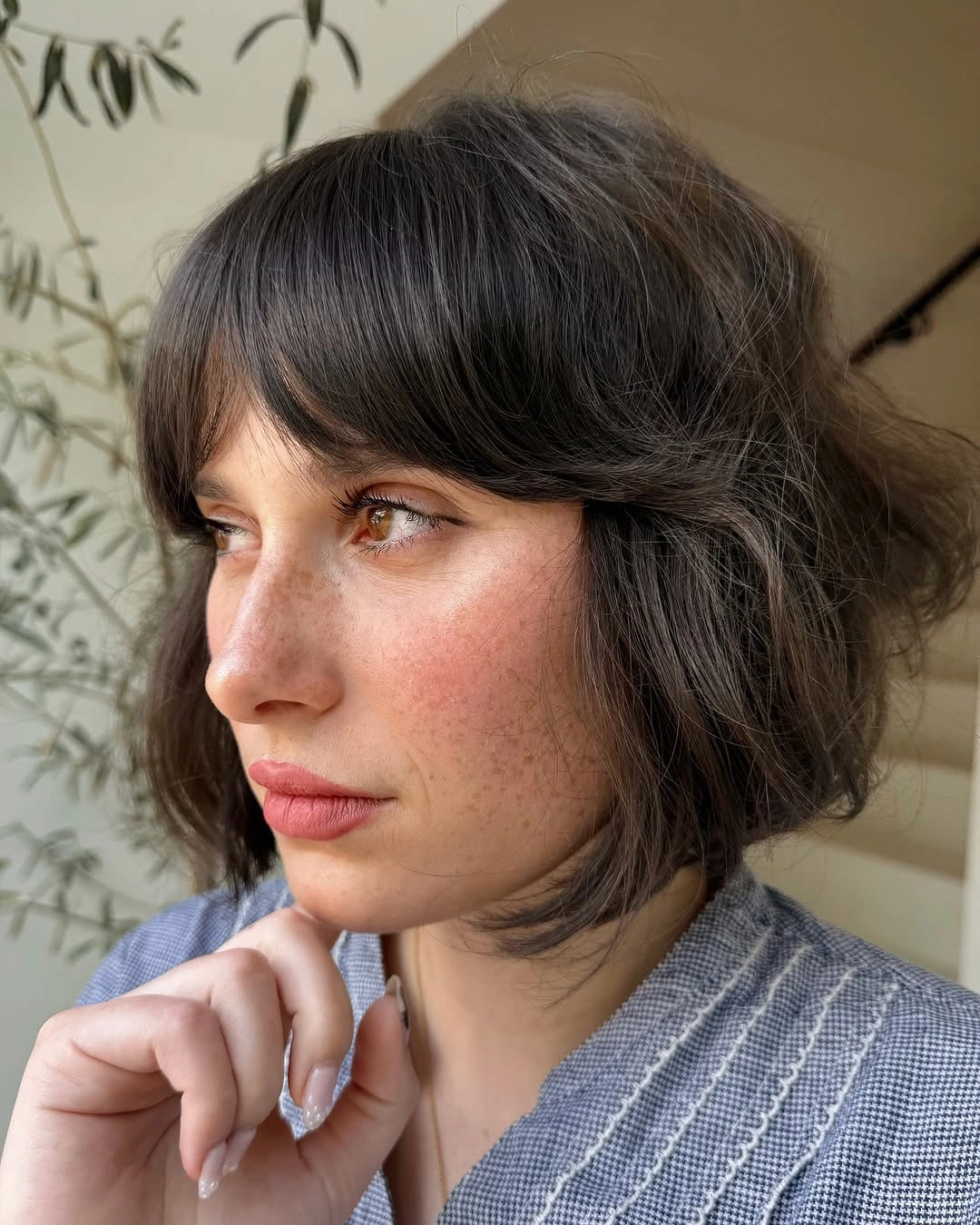 stylish french bob Dark French Bob With Soft Curtain Bangs