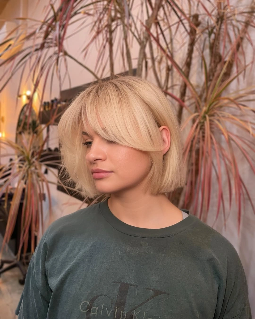 stylish french bob Polished Blonde French Bob With Sweeping Fringe