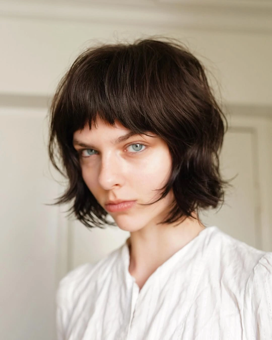 stylish french bob Shaggy French Bob With Full Fringe