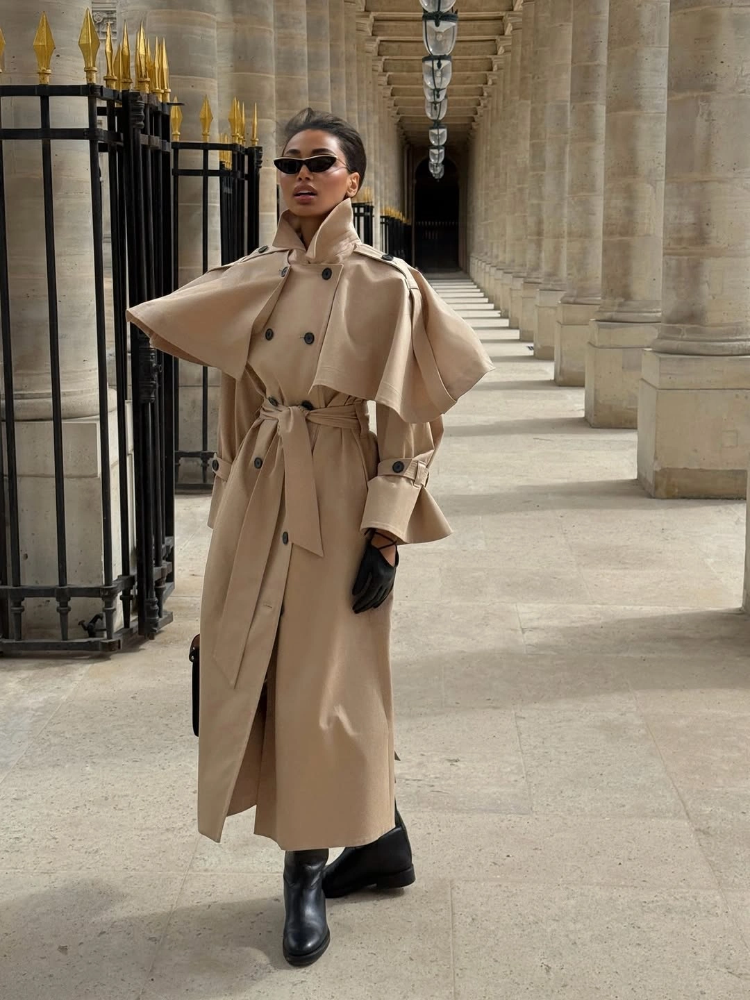 trendy coats 2027 Cape Shoulder Trench Coat