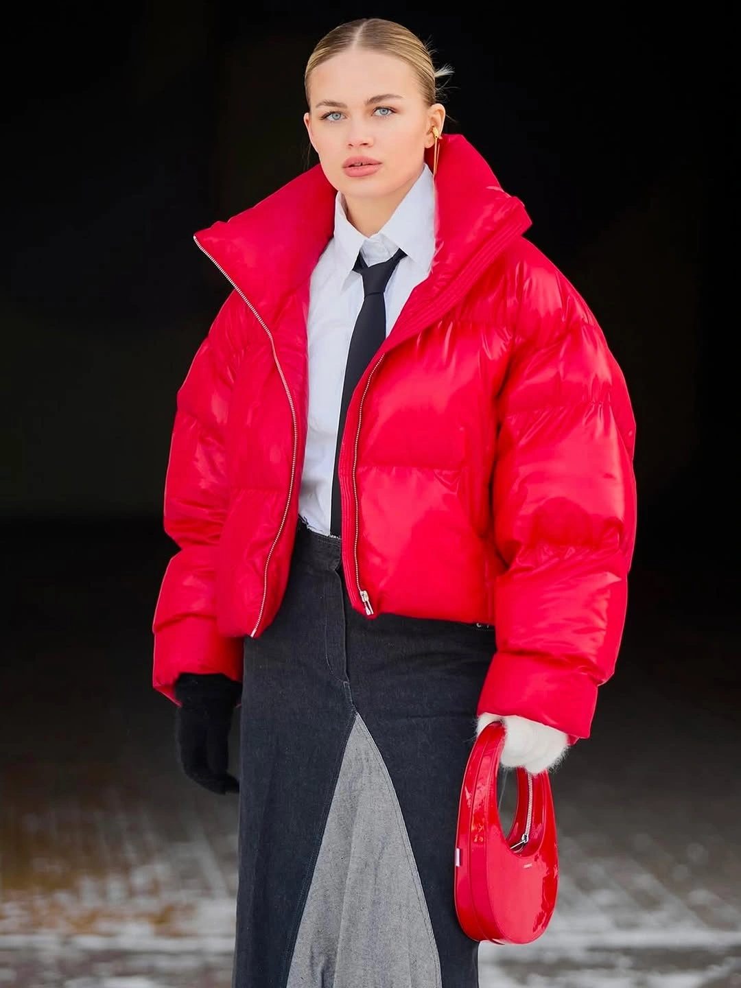 trendy down jackets 2027 Cherry Red With Office Layers