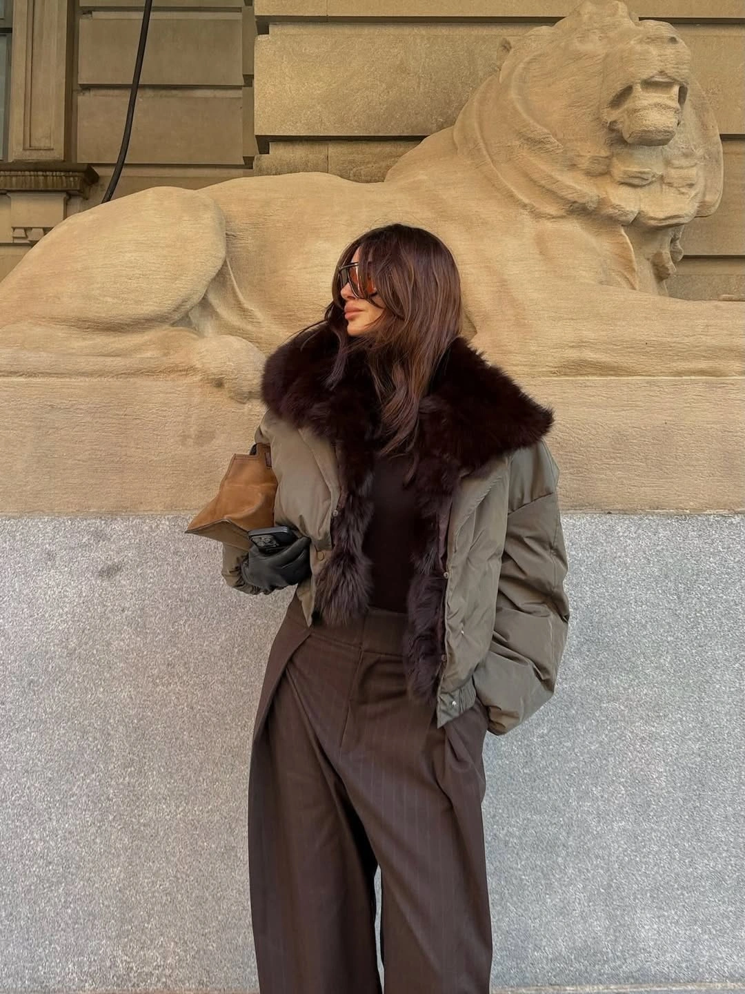 trendy down jackets 2027 Fur Trim With Tailored Trousers