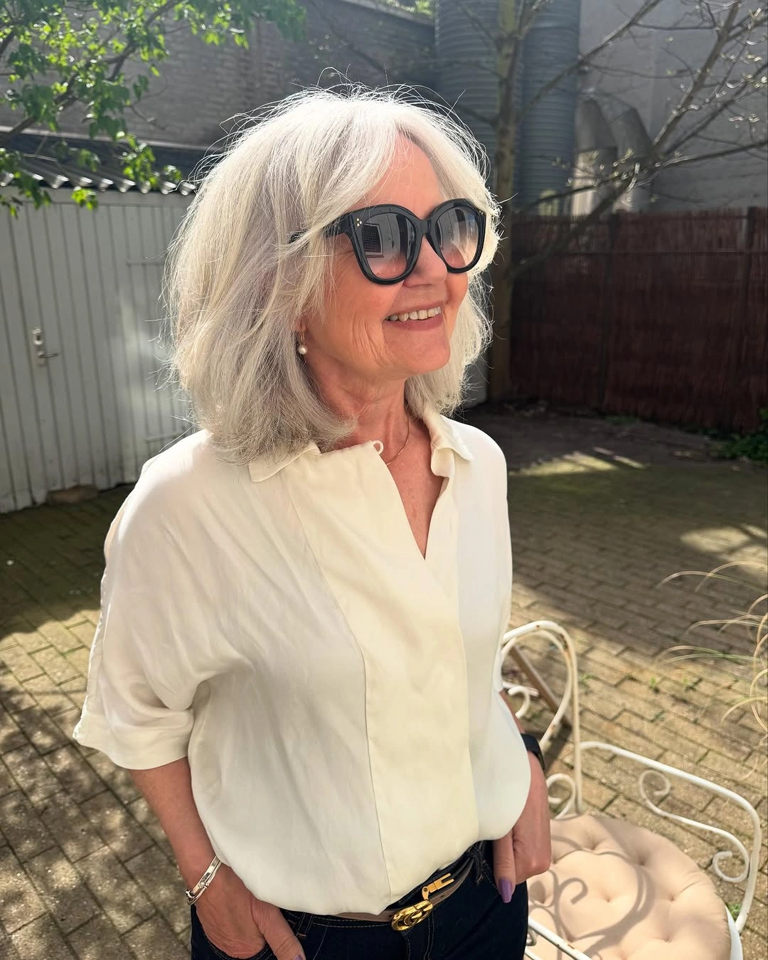 trendy haircuts for women over 40 2027 Airy Silver Shoulder Length Layers