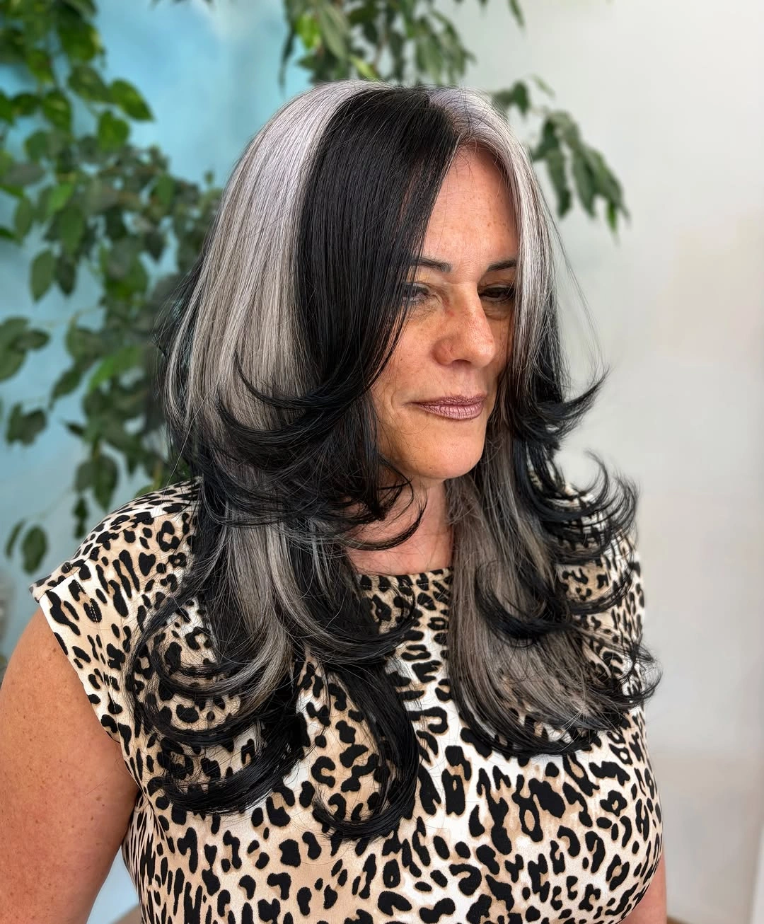 trendy haircuts for women over 40 2027 Long Butterfly Layers with Silver Ribbons