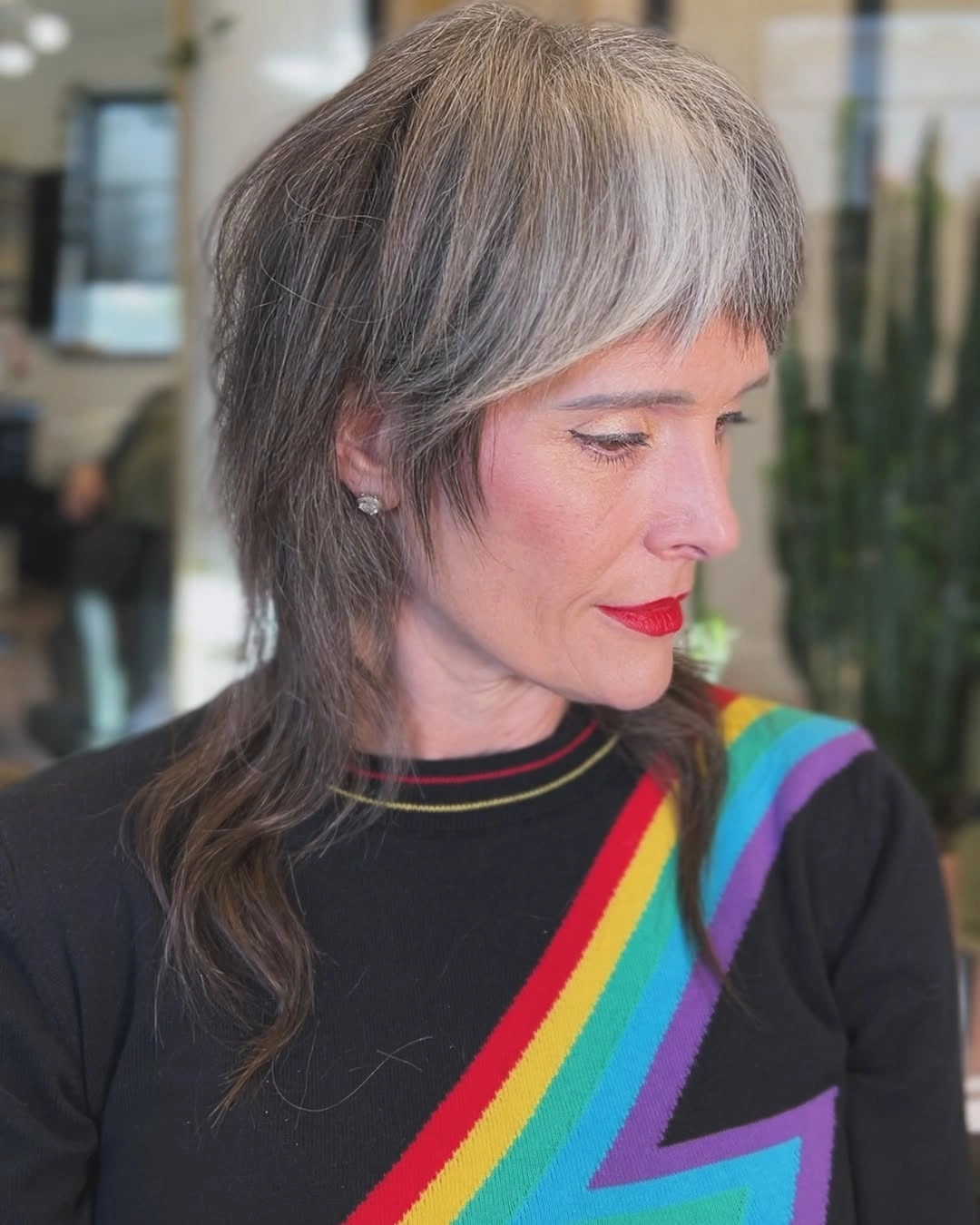 trendy haircuts for women over 50 2027 Modern Silver Shag with Long Lengths