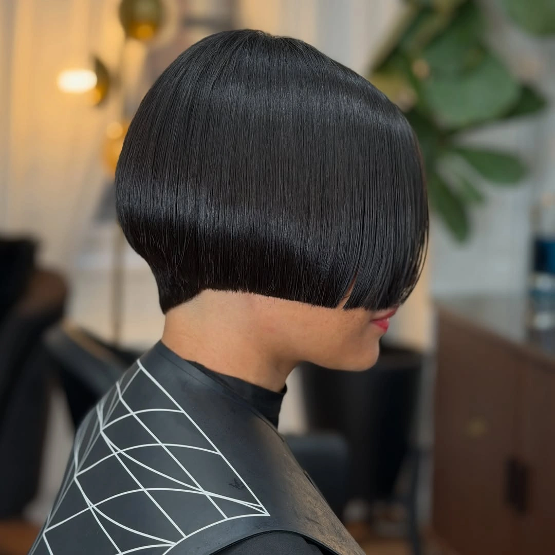 trendy hairstyles for women over 30 2027 Graphic Black Bowl Bob