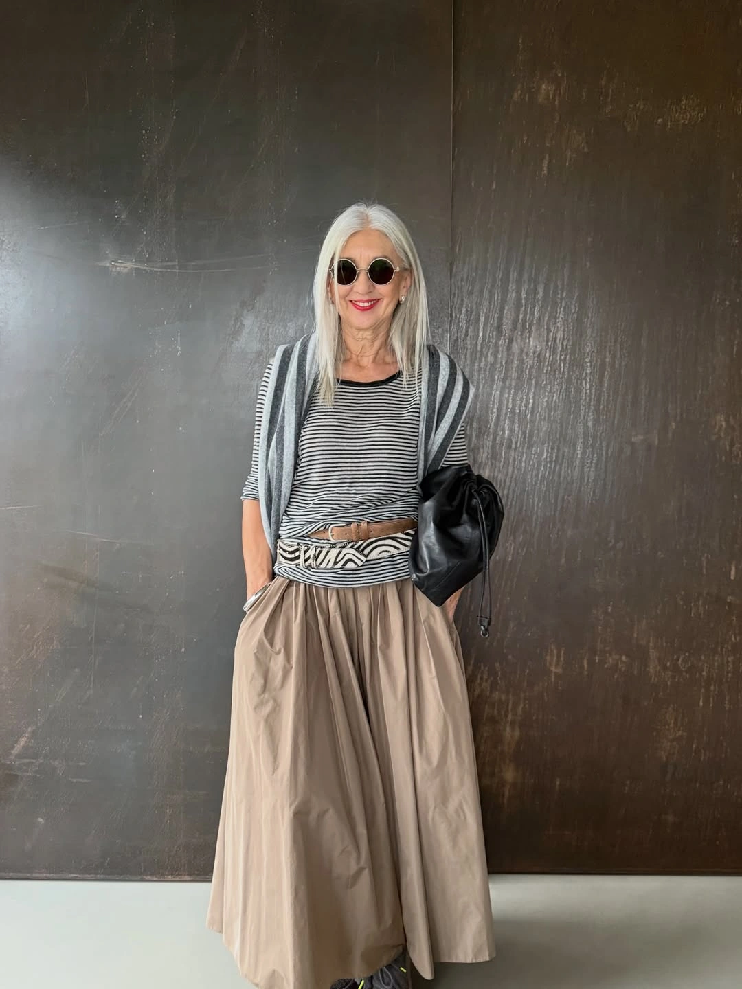 trendy outfits for women over 50 2027 Relaxed Stripes With A Feminine Long Skirt