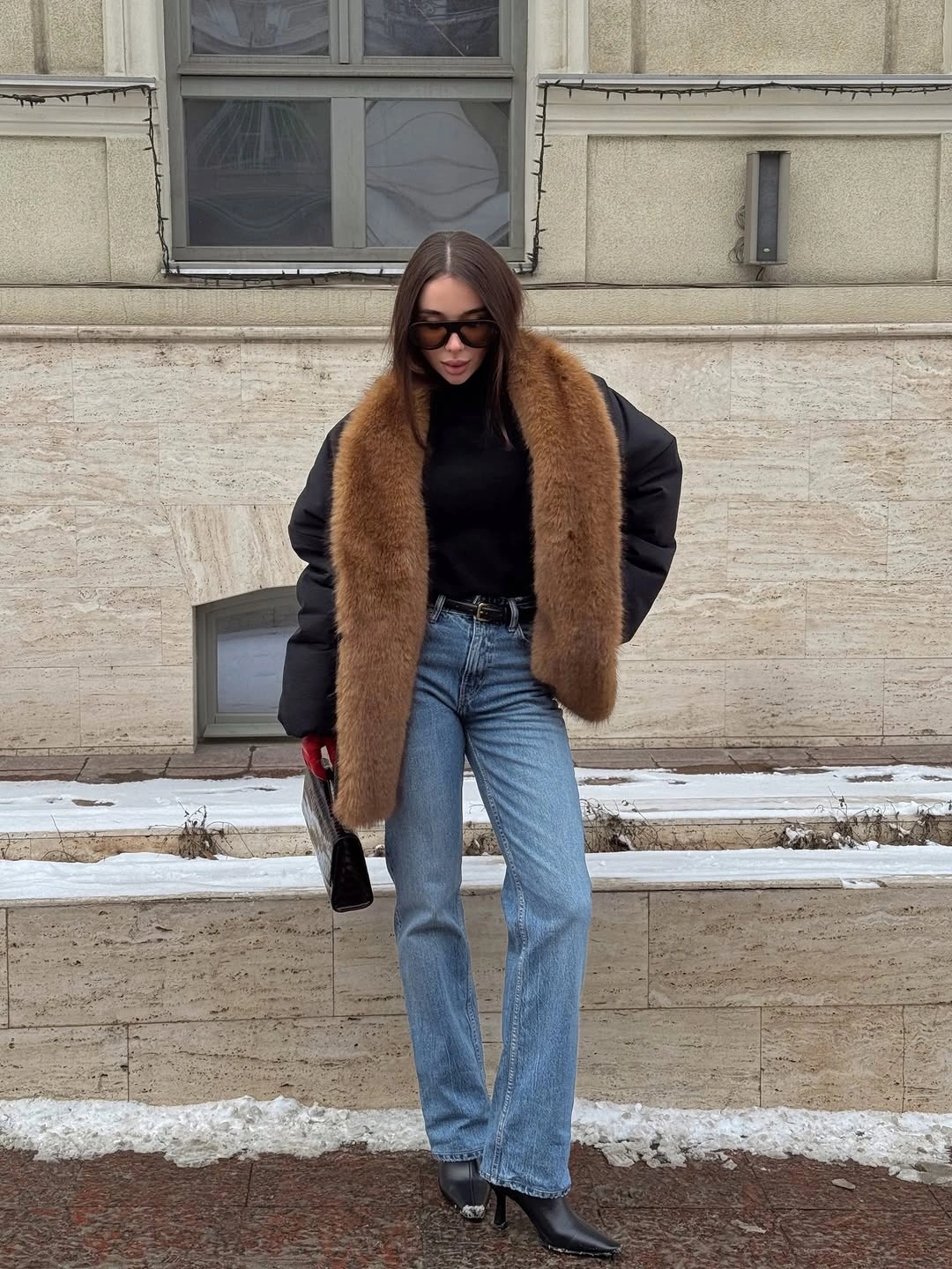 trendy puffer jackets 2027 Fur Trimmed Puffer With Denim