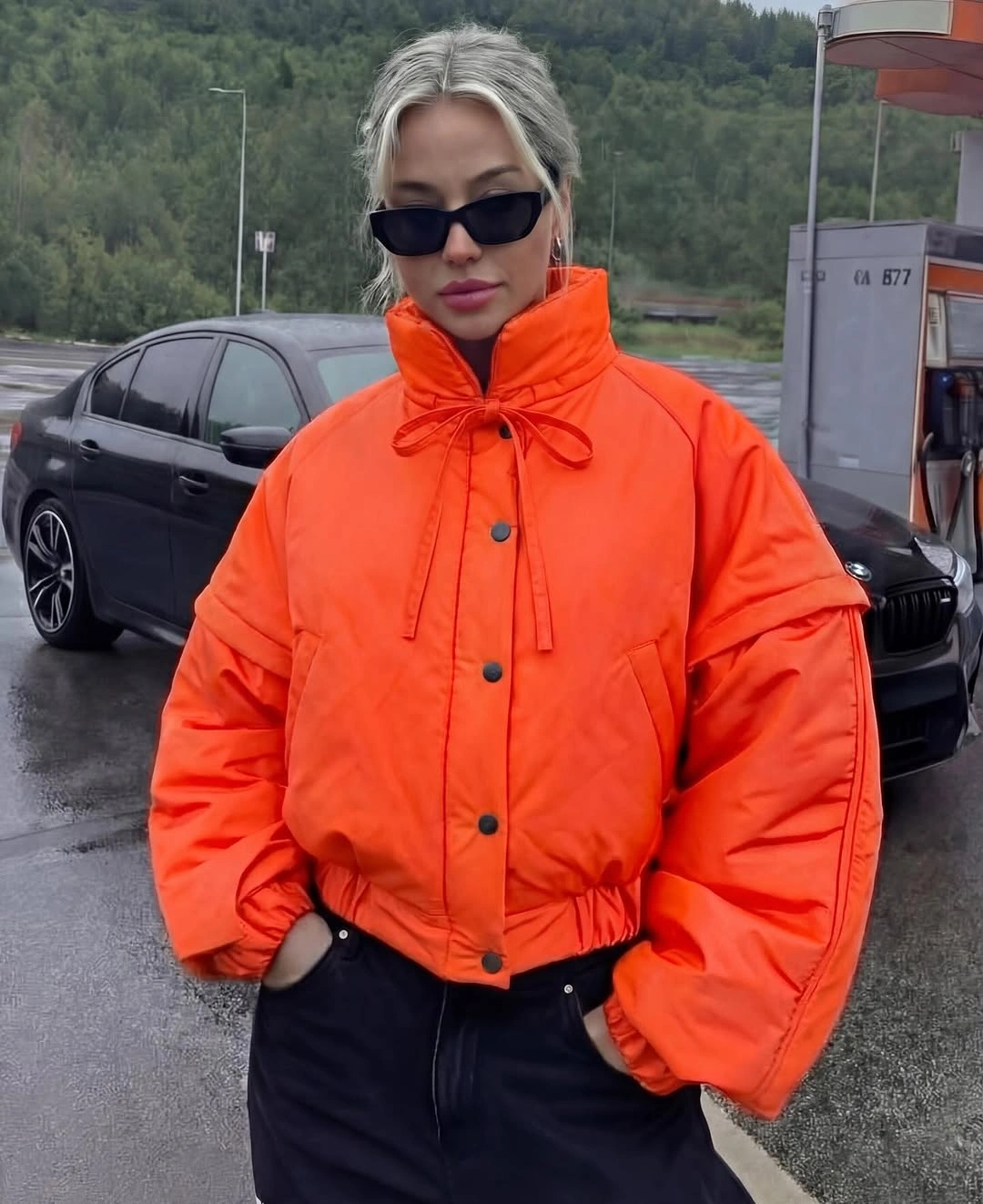 trendy puffer jackets 2027 Electric Orange Street Puffer