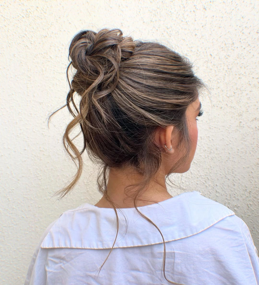 up hairstyles for women Loose Highlighted Curly Bun