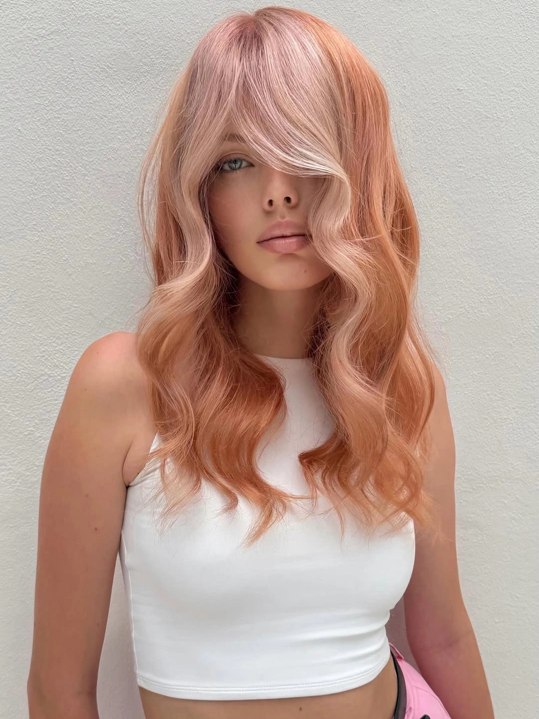 winter hair colors Blushed Peach Rose Waves