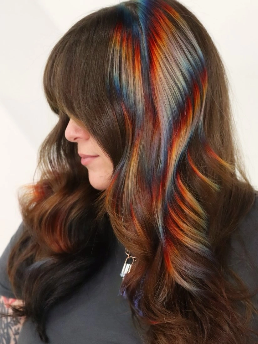 winter hair colors Prismatic Brunette Ribbons