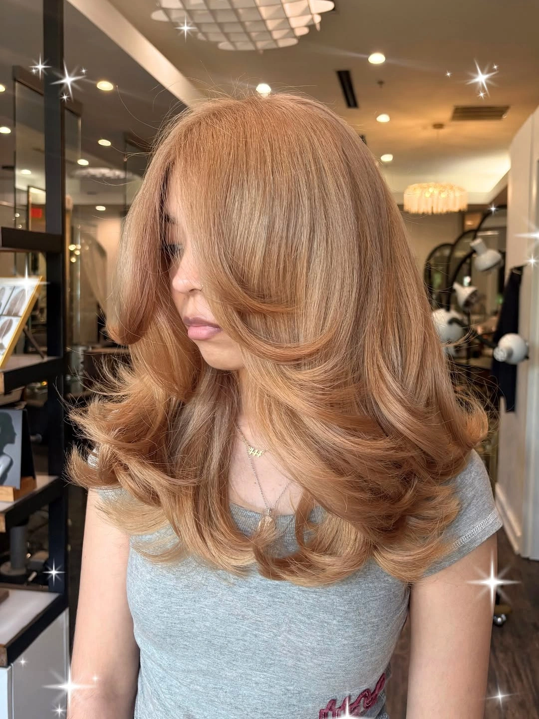 winter hair colors Toasted Copper Layered Blowout