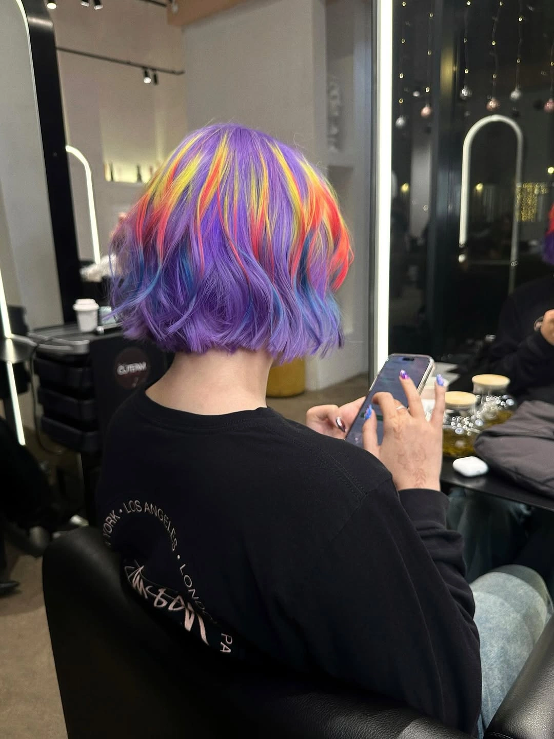 winter hair colors Electric Violet Rainbow Bob