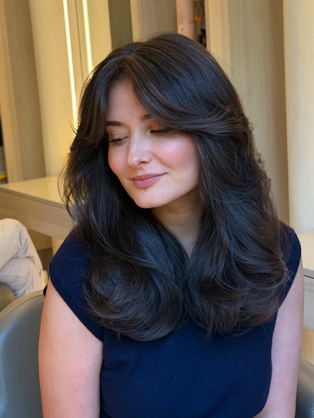 winter haircuts Midnight Butterfly Layers With Curtain Bangs
