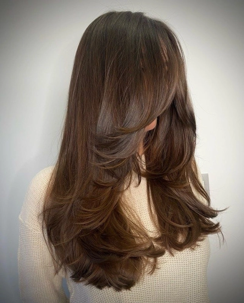 winter haircuts Chocolate Layers With Sweeping Movement