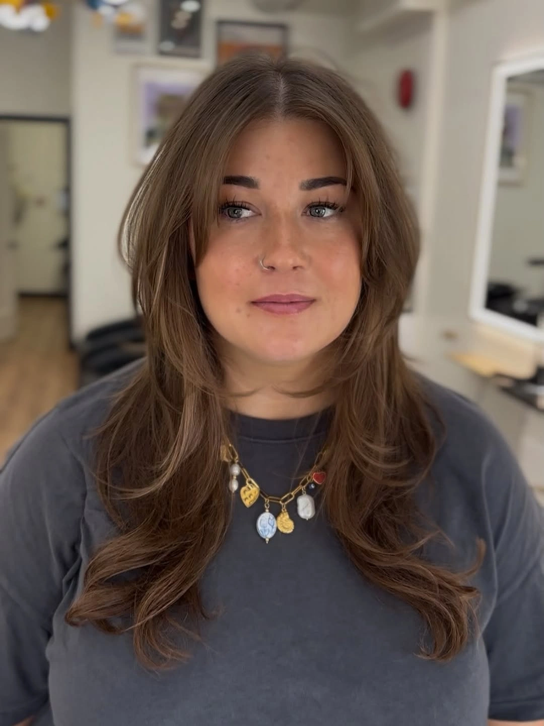 winter haircuts for plus size women Long Layered Waves With Face Framing