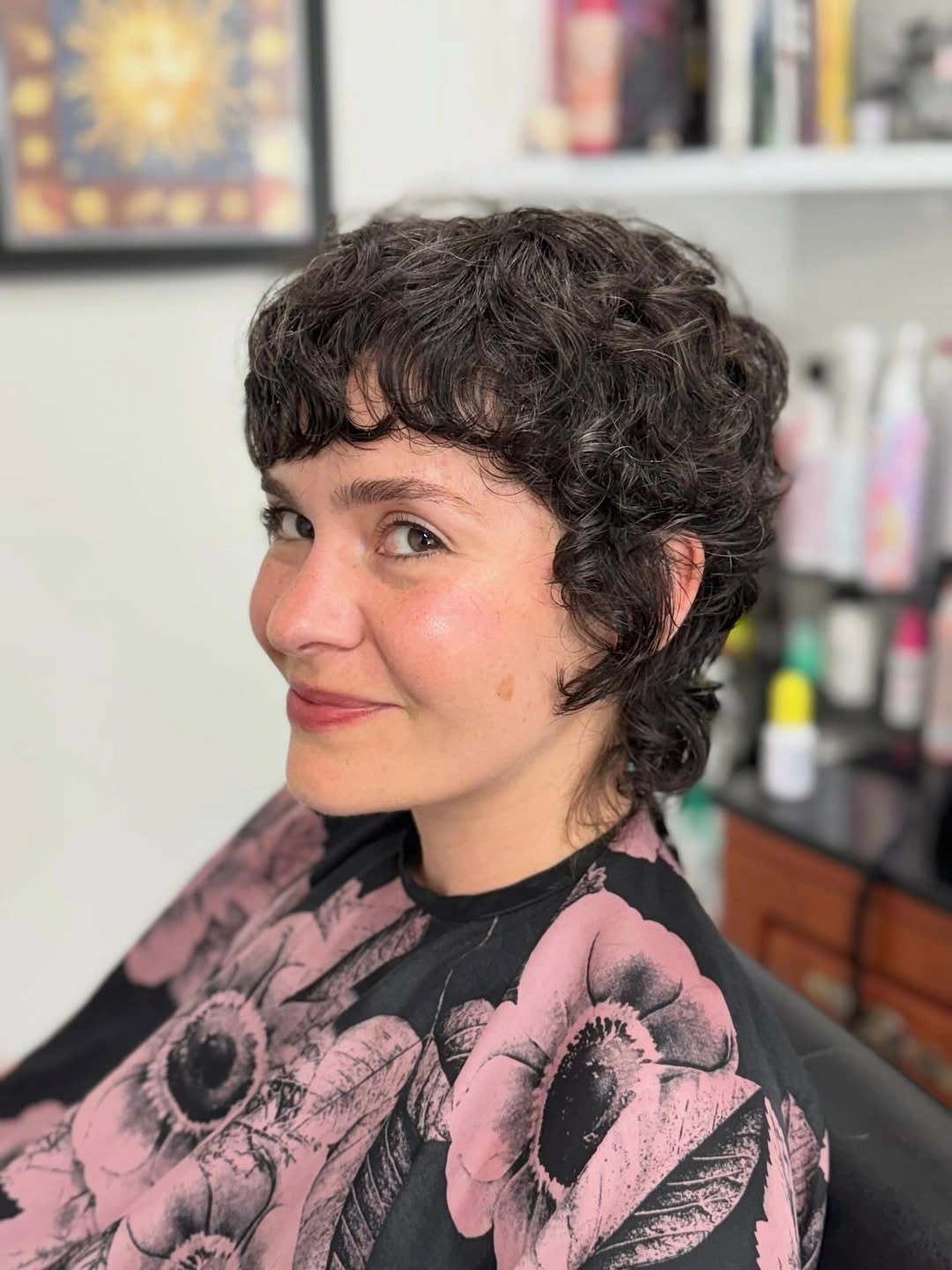 winter haircuts for plus size women Curly Pixie With Soft Shaggy Layers