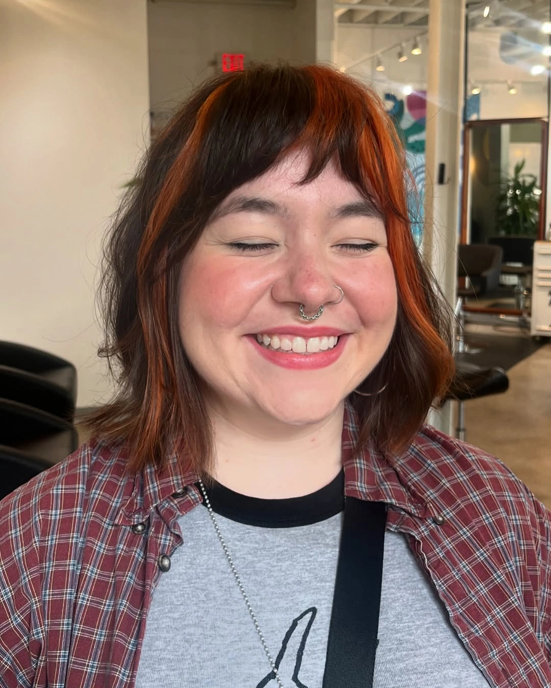 winter haircuts for plus size women Shaggy Mid Length With Copper Accents