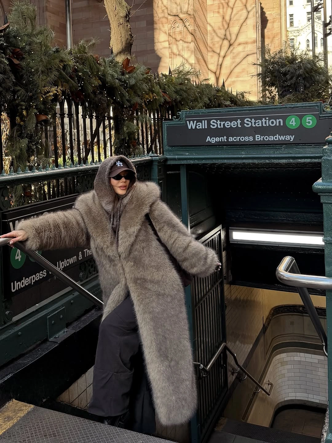 winter NYC outfits Full Length Fur With Sporty Layers