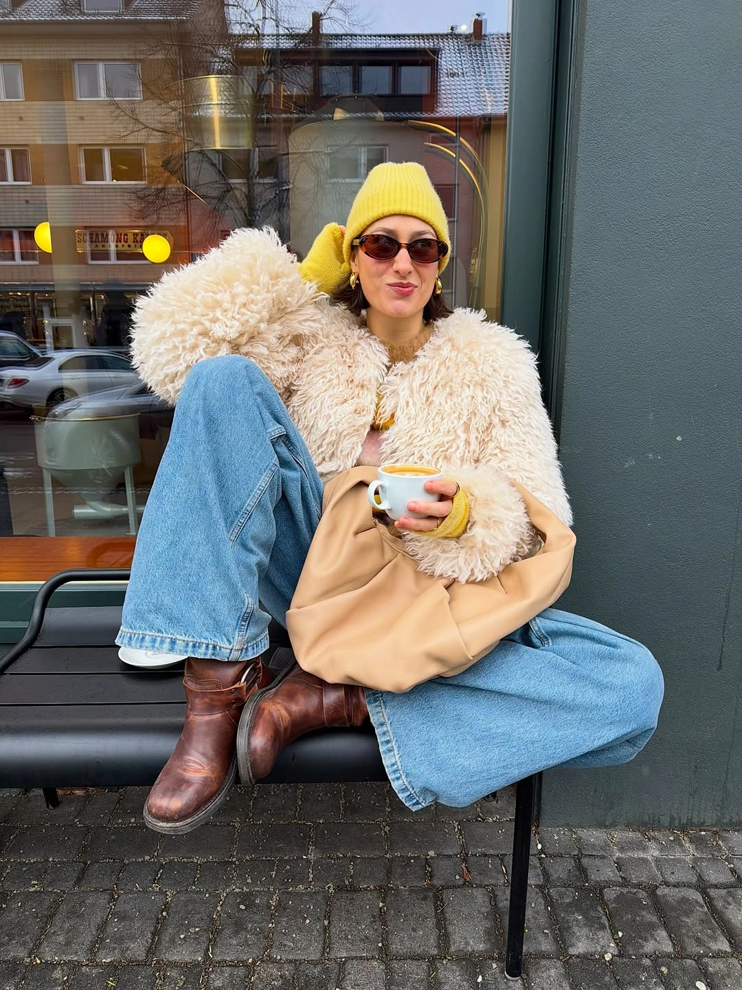 winter outfit for plus size women Cozy Cream And Denim
