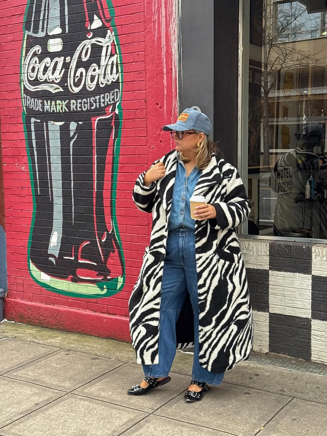 winter outfit for plus size women Zebra Print With Denim Layers