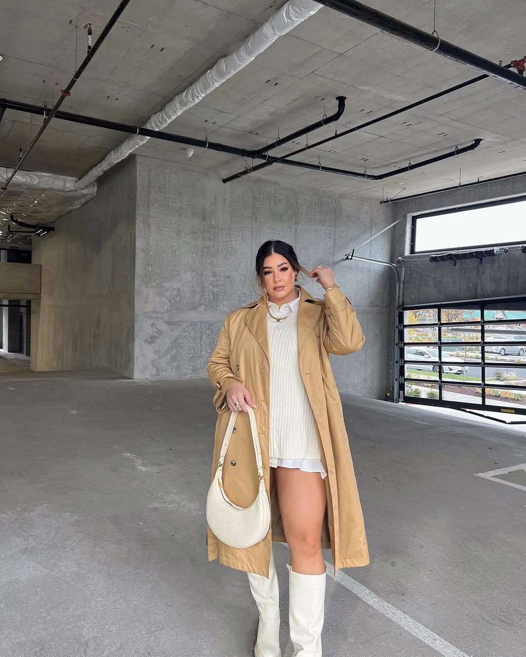 winter outfit for plus size women Soft Neutrals With A Polished Finish