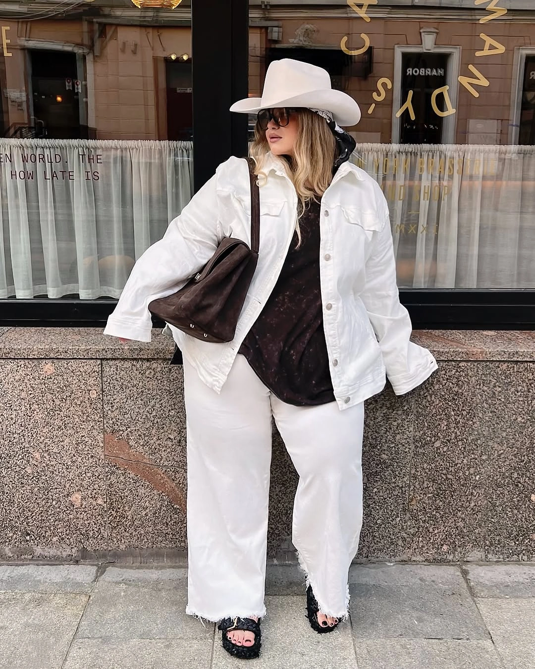winter outfit for plus size women Winter White With Western Details