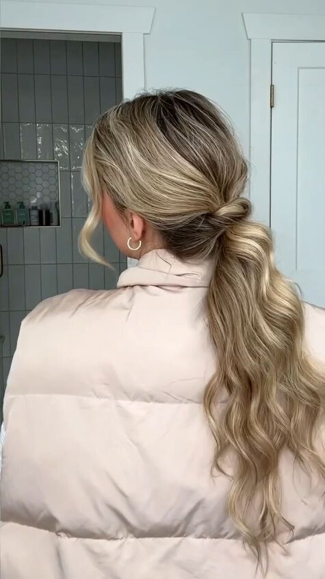 Ash Blonde Low Ponytail With Twist — Winter Ponytail Hairstyles