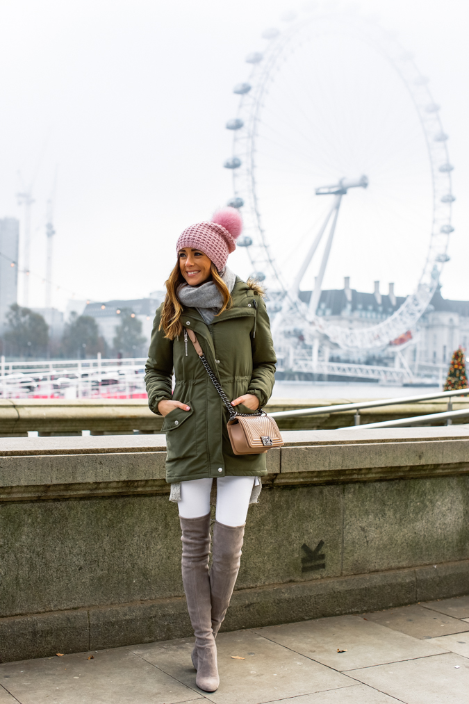 Parka Power with Over-the-Knee Boots — London Winter Outfits