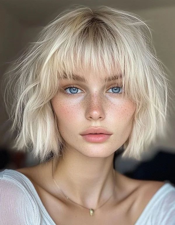 Platinum Blonde Visual Idea — Winter Shag Haircuts