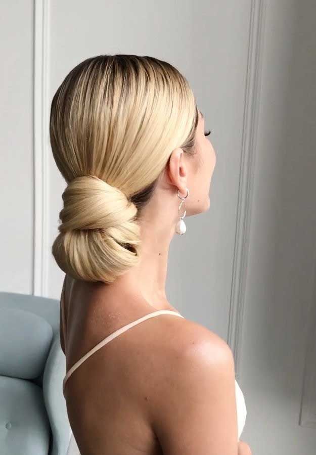Ash Blonde Sleek Low Bun — Winter Date Night Hairstyles