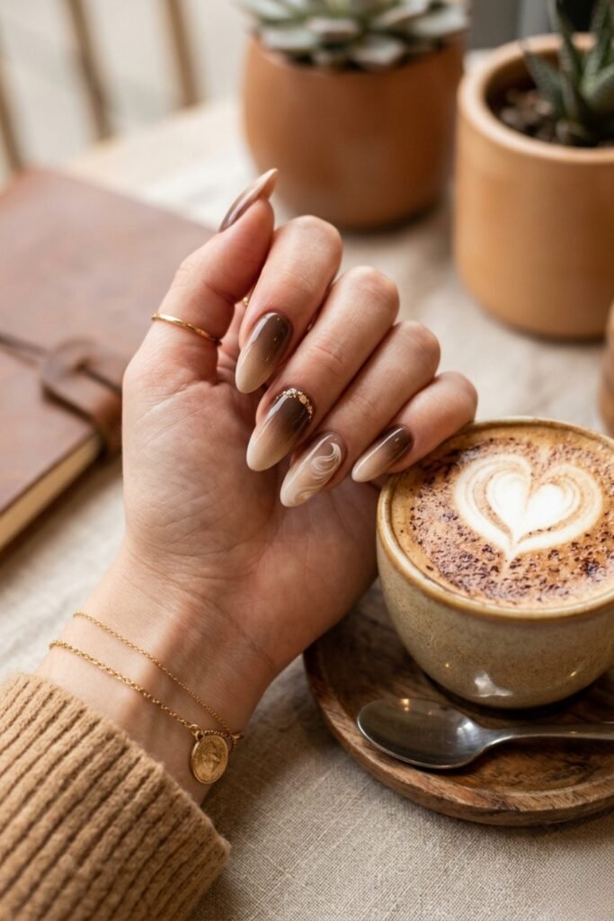 Nude To Chocolate Ombre Swirls Nude To Chocolate Ombre Swirls — Mocha Nails