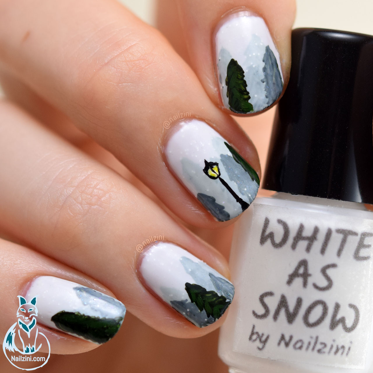 Winter Landscape Oval Nails — Winter Wonderland Nails