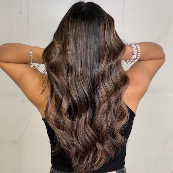 Mid-Back Espresso With Lighter Strands Mid-Back Espresso With Lighter Strands — Espresso Brown Hair