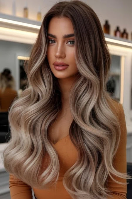 Dark Brown To Blonde With Root Shadow — Long Winter Haircuts