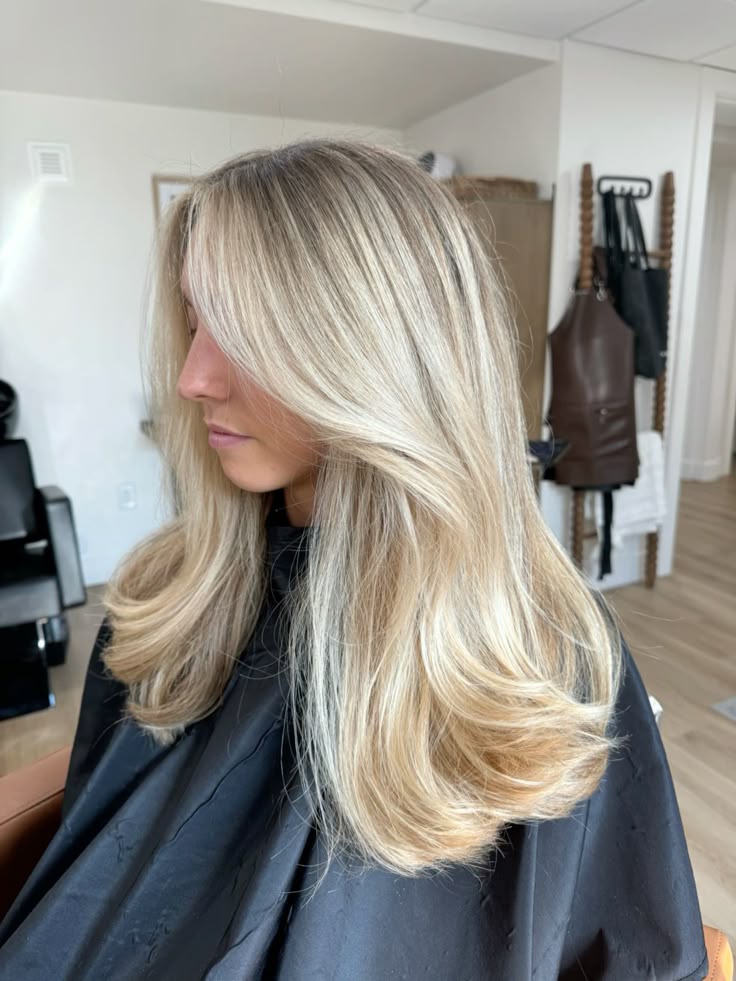 Mid-Back Length Ash Blonde With Heavy Highlights & Root Shadow — Low Maintenance Winter Hair Colors