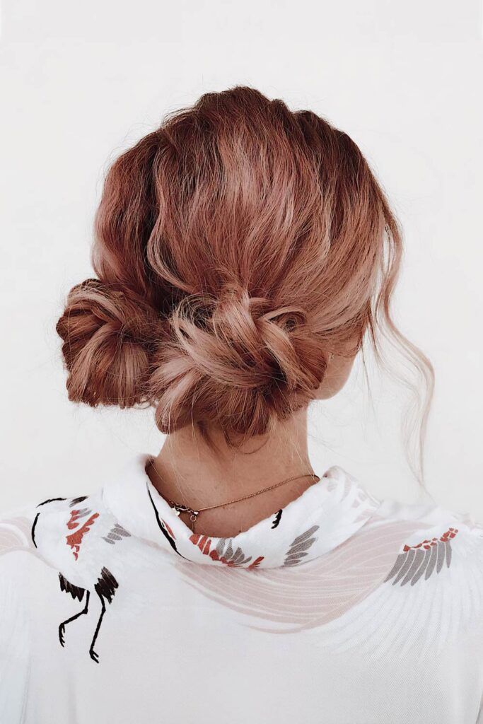 Rose Gold Low Messy Bun — Winter Bun Hairstyles