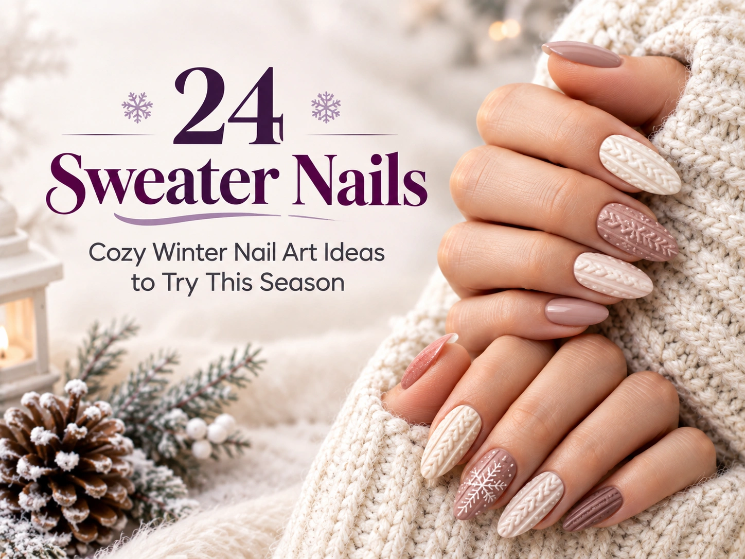 Matte Glossy Cable Knit Snowflake Nails Matte Glossy Cable Knit Snowflake Nails — Winter Nails