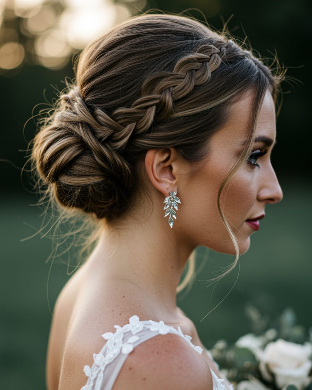 Medium Brown Braided Updo With Face-Framing Pieces — Winter Formal Hairstyles