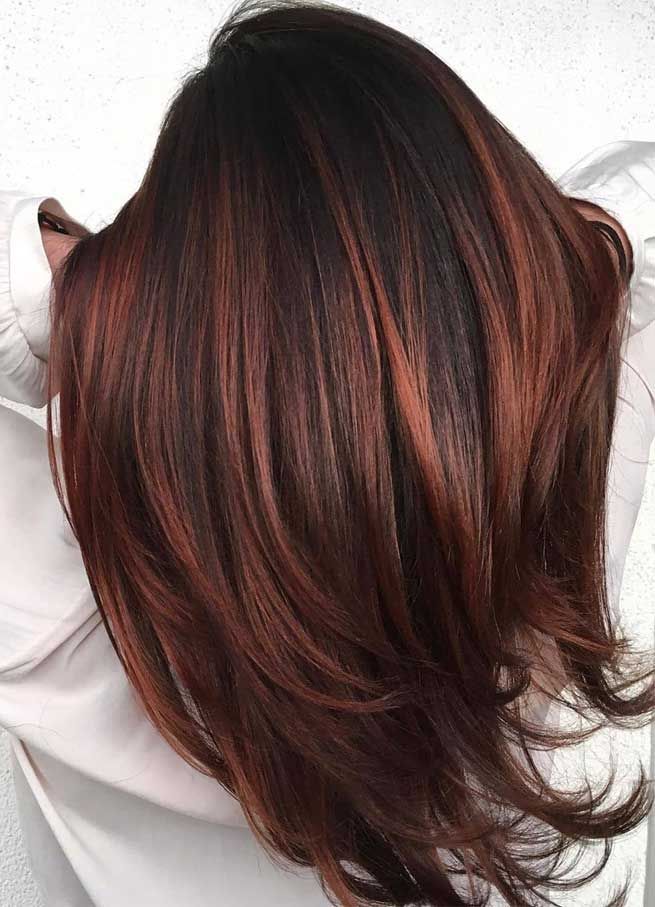 Dark Brown With Striking Copper and Red Highlights — Winter Haircuts for Girls