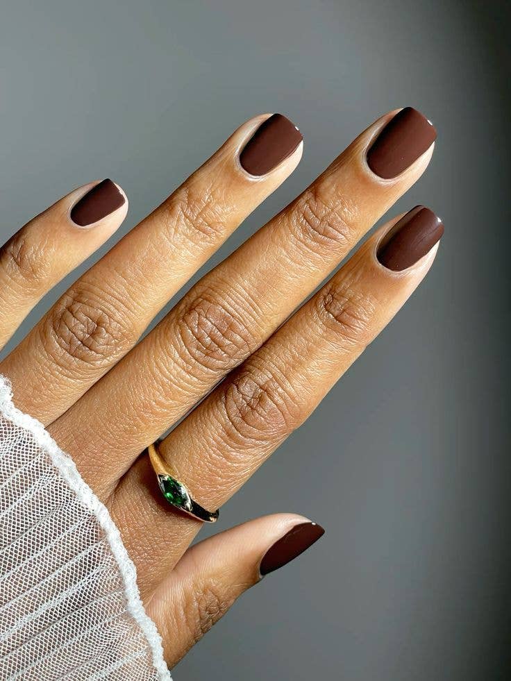 Matte Chocolate Brown Nails — Winter Nail Colors for Women Over 40