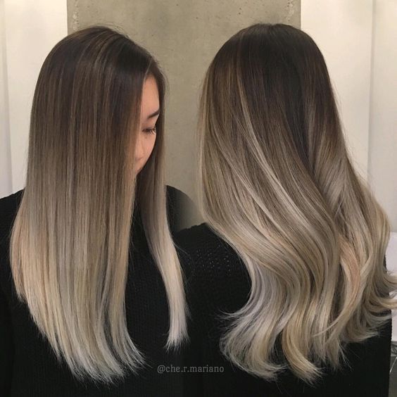 Dark Brown with Cool Ash Blonde Ends — Winter Ombre Hair